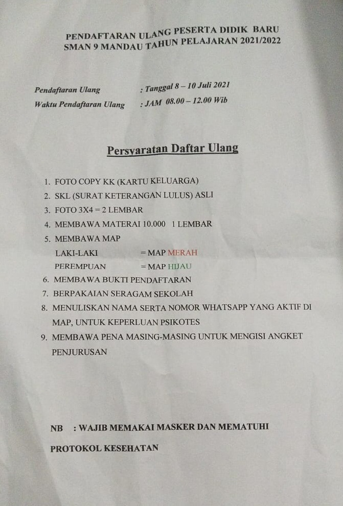 PERSYARATAN DAFTAR ULAG